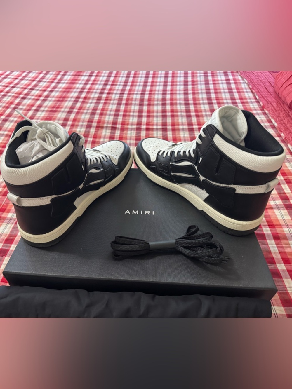 AMIRI Black and White High-Top Leather Sneakers - Picture 7 of 7